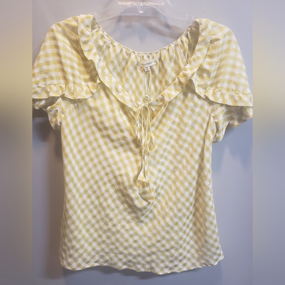 NWT Max Studio Yellow Gingham Top Size Large